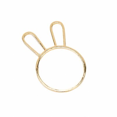 (SET OF 4) Gold Metal Bunny Ears Napkin Ring Tabletop Accents