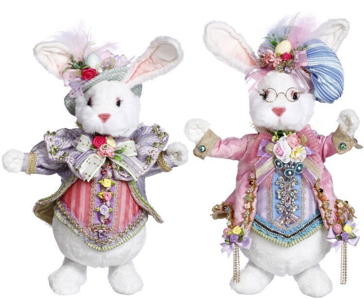 Mr. and Mrs. Sweet Fluffy Rabbit, Set of 2 - 15 Inches By: Mark Roberts Spring Easter Collection *SHIPS WITHIN 15 DAYS*