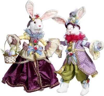 Mr. and Mrs. Cotton Tail Rabbit, Medium, Set of 2- 23-26 Inches By: Mark Roberts Spring Easter Collection *SHIPS WITHIN 15 DAYS*