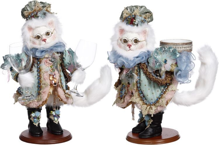 Cat Wine Bottle and Glass Holder, Set of 2- 19 Inches By: Mark Roberts Spring Easter Collection *SHIPS WITHIN 15 DAYS*