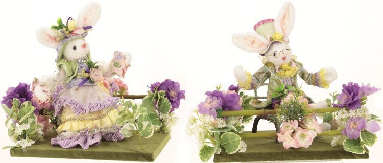 MR &amp; MRS BUNNY ARANGEMENT SET OF 2 By: Mark Roberts Spring Easter Collection *SHIPS WITHIN 15 DAYS*