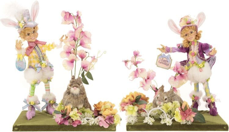 Eelfin&#39;s With Rabbits Arrangement Set of 2 By: Mark Roberts Spring Easter Collection *SHIPS WITHIN 15 DAYS*