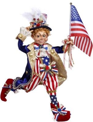 Flag Bearer Elfin, Medium - 19.5 Inches By: Mark Roberts 4th Of July Collection *SHIPS WITHIN 15 DAYS*