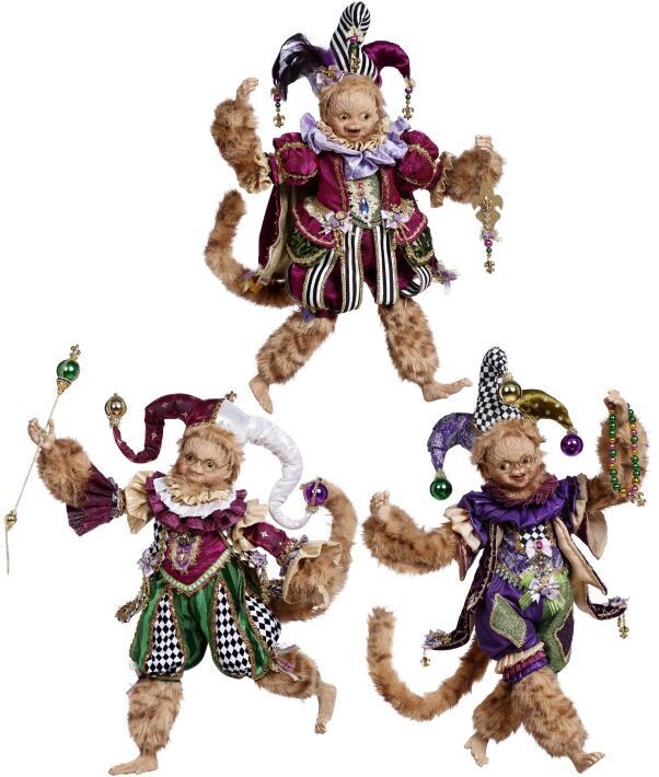 Mardi Gras Monkey, Large, Set of 3- 25.5 Inches By: Mark Roberts Mardi Gras Collection *SHIPS WITHIN 15 DAYS*