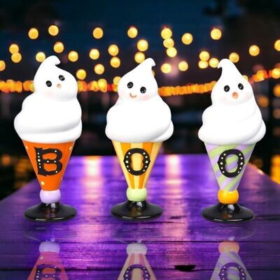 BOO Ghost Desserts Set Of 3 Halloween Decor