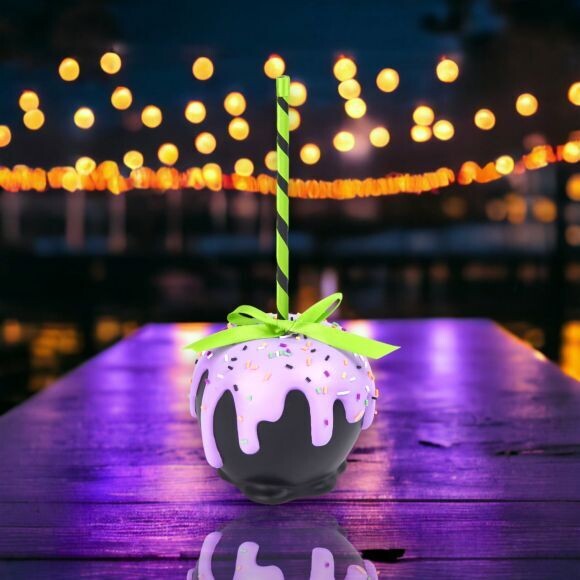 9in Purple Candy Apple Halloween Decor NEW 2024