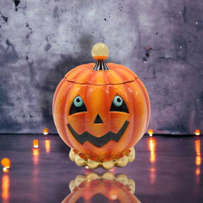 10&quot; Pumpkin Cookie Jar Halloween Decor  *SHIPS WITHIN 10 DAYS* NEW 2024