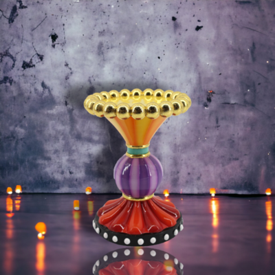 7.75&quot; Purple Orange Candle Holder Halloween Decor NEW 2024
