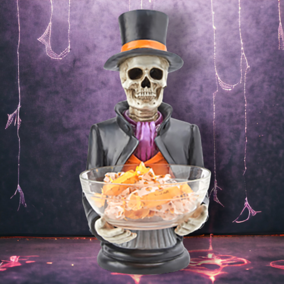 20&quot; Skeleton Butler With Candy Bowl Halloween Decor  *SHIPS WITHIN 10 DAYS* NEW 2024