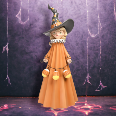 24&quot; Witch Girl With Candy Corn Cake Halloween Decor  *SHIPS WITHIN 10 DAYS* NEW 2024