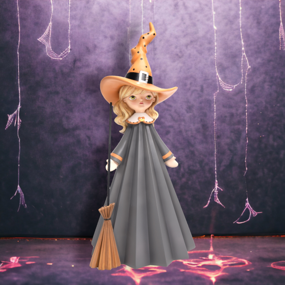 21&quot; Witch Girl With Broom Halloween Decor  *SHIPS WITHIN 10 DAYS* NEW 2024