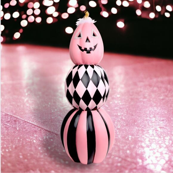 40&quot; Boo Ville Pink Pumpkin Stack Halloween Decor  *SHIPS WITHIN 10 DAYS* NEW 2024