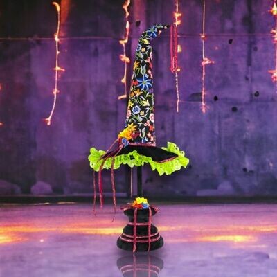 45&quot; Day Of The Dead Witch Hat on Pedestal  Halloween Decor  *SHIPS WITHIN 10 DAYS* NEW 2024