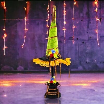 33.5&quot; Day Of The Dead Witch Hat on Pedestal  Halloween Decor  *SHIPS WITHIN 10 DAYS* NEW 2024