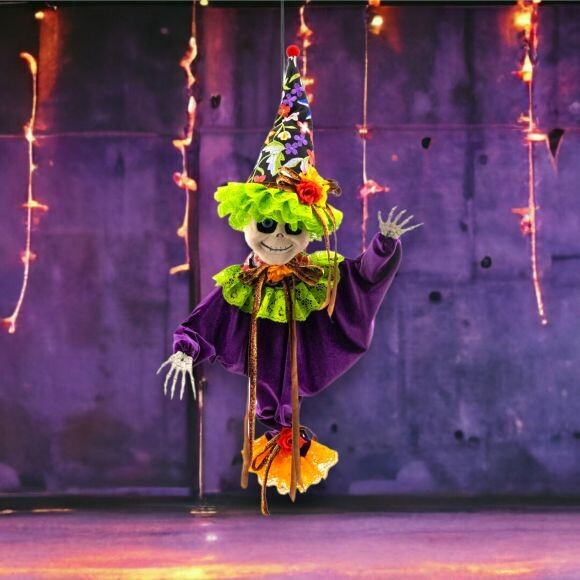 28&quot; Day Of The Dead Hanging Witch Skeleton Halloween Decor  *SHIPS WITHIN 10 DAYS* NEW 2024