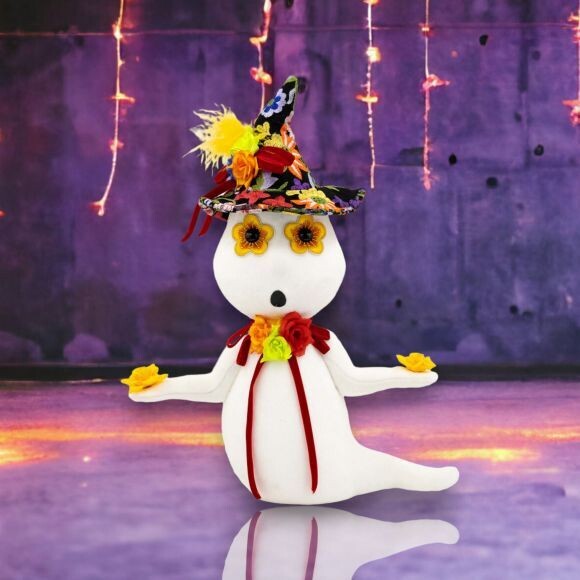 17.5&quot; Day Of The Dead Mr. Ghost With Flowers Halloween Decor  *SHIPS WITHIN 10 DAYS* NEW 2024