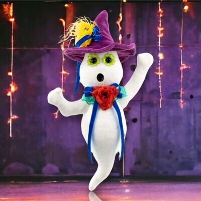 12&quot; Day Of The Dead Hanging Ghost With Purple Hat Halloween Decor  *SHIPS WITHIN 10 DAYS* NEW 2024