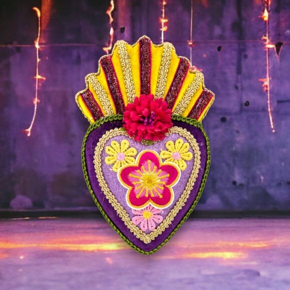 7&quot; Day Of The Dead Hanging Heart Halloween Decor  NEW 2024