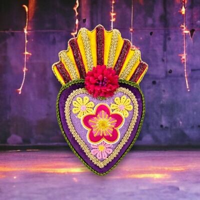 7&quot; Day Of The Dead Hanging Heart Halloween Decor  NEW 2024