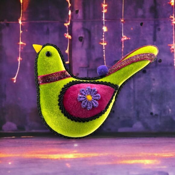 6&quot; Day Of The Dead Green Bird Ornament Halloween Decor  *SHIPS WITHIN 10 DAYS* NEW 2024