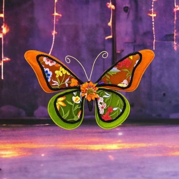 10.5&quot; Day Of The Dead Orange Butterfly Halloween Decor  *SHIPS WITHIN 10 DAYS* NEW 2024