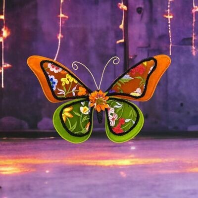 10.5&quot; Day Of The Dead Orange Butterfly Halloween Decor  *SHIPS WITHIN 10 DAYS* NEW 2024