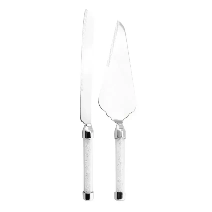 Crystal-Filled Knife Serving Set Of 2 Serveware