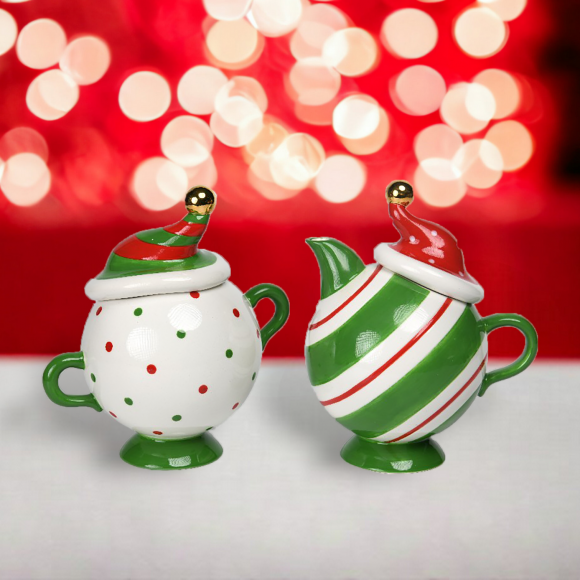 Peppermint Sugar/Creamer Set Christmas Decor *SHIPS WITHIN 15 DAYS*