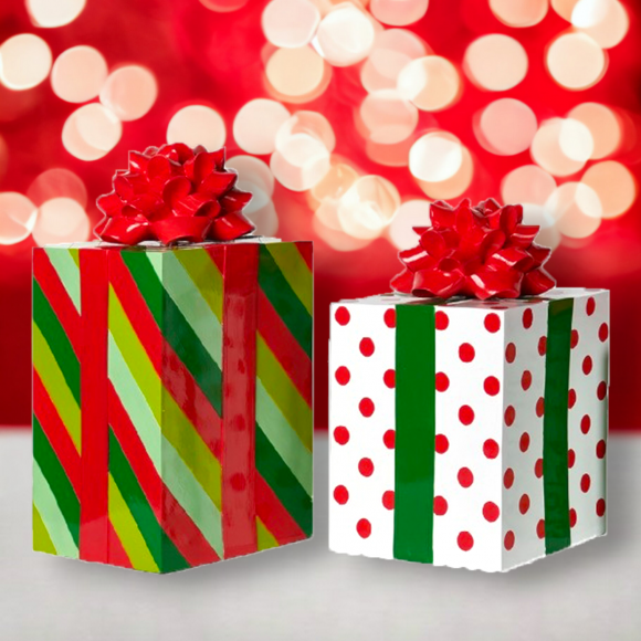 Set of 2 Gift Boxes Decor Christmas Decor *SHIPS WITHIN 10 DAYS*