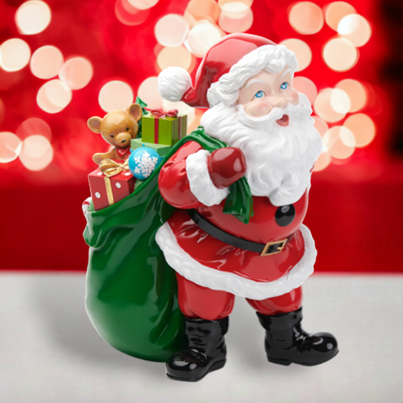 15&quot; Jolly Santa With Toy Bag Christmas Decor *SHIPS WITHIN 15 DAYS*