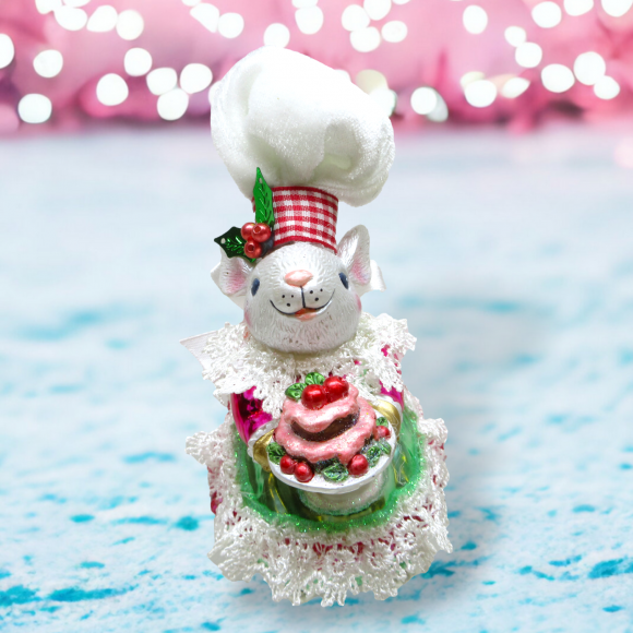 Ms. Mouse With Cake Ornament Christmas Decor *SHIPS WITHIN 15 DAYS*
