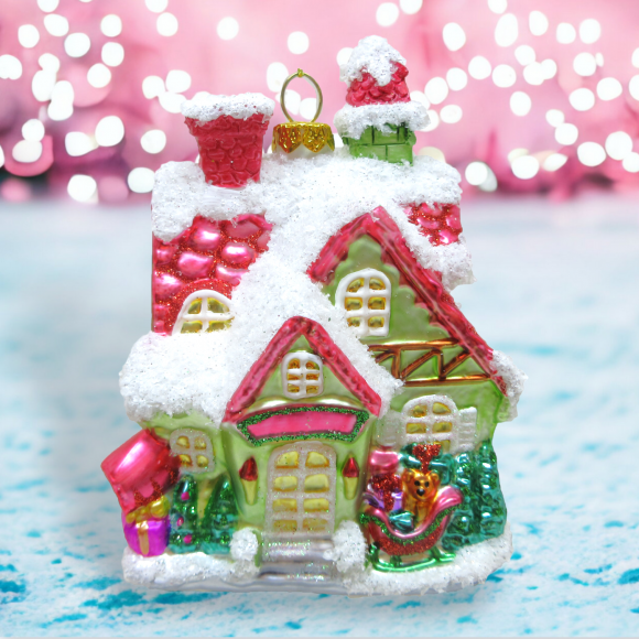 Santa&#39;s House Ornaments Set of 2 Christmas Decor *SHIPS WITHIN 15 DAYS*