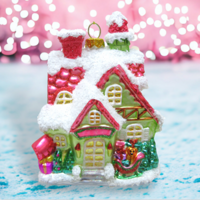 Santa&#39;s House Ornaments Set of 2 Christmas Decor *SHIPS WITHIN 15 DAYS*