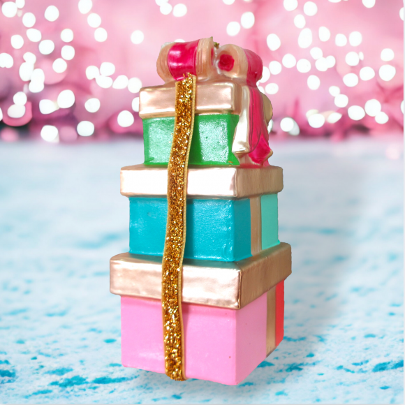 Stacked Gifts With Ribbon Ornaments Set Of 2 Christmas Decor *SHIPS WITHIN 15 DAYS*
