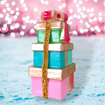 Stacked Gifts With Ribbon Ornaments Set Of 2 Christmas Decor *SHIPS WITHIN 15 DAYS*