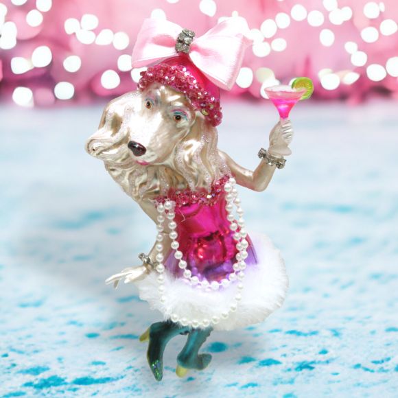Ms. Dog With Cocktail Ornament Christmas Decor *SHIPS WITHIN 15 DAYS*