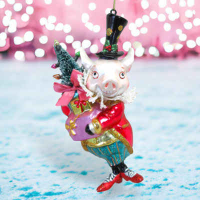 Mr. Pig With Gifts Ornament Christmas Decor *SHIPS WITHIN 15 DAYS*