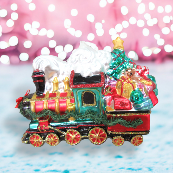 Train With Gifts Ornaments Set Of 2 Christmas Decor *SHIPS WITHIN 15 DAYS*
