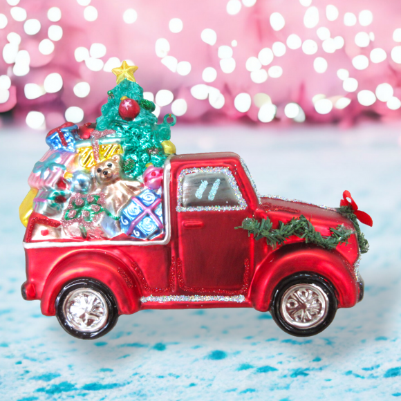 Red Truck With Presents Ornaments Set Of 2 Christmas Decor *SHIPS WITHIN 15 DAYS*