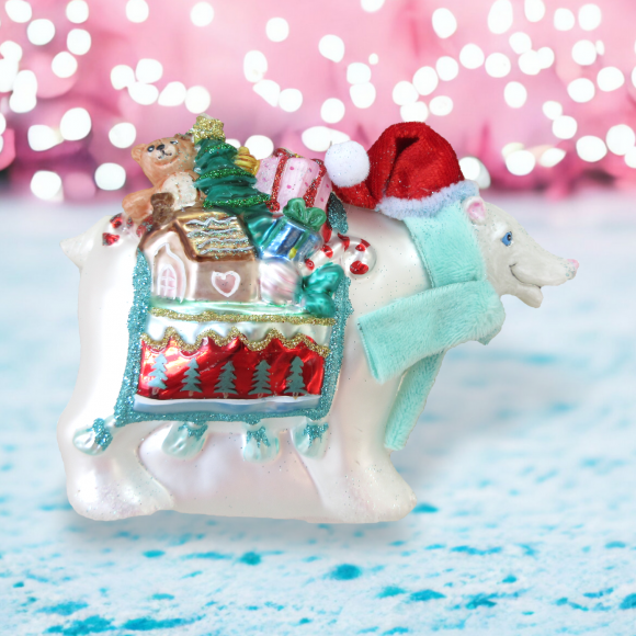 Polar Bear With Presents Ornaments Set Of 2 Christmas Decor *SHIPS WITHIN 15 DAYS*