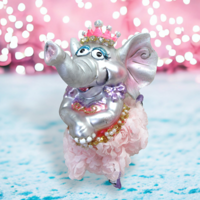 Ms. Elephant Ballerina Ornaments Set Of 2 Christmas Decor *SHIPS WITHIN 10 DAYS*