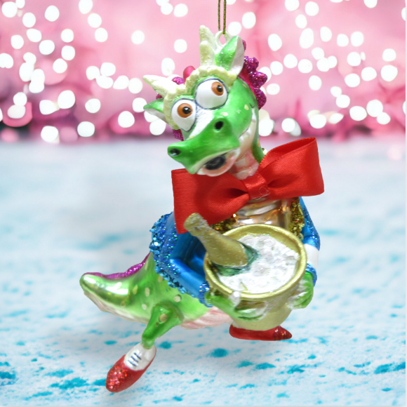 Mr. Crocodile With Wine Ornament Christmas Decor *SHIPS WITHIN 15 DAYS*