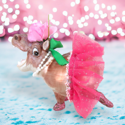 Ms. Hippo With Tutu Ornament Christmas Decor