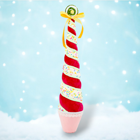 23in Pink Swirl Tree Cone Christmas Decor *SHIPS WITHIN 15 DAYS*