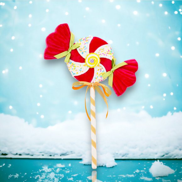 22&quot; Pink Swirl Candy Wrapper Pick Christmas Decor *SHIPS WITHIN 10 DAYS*
