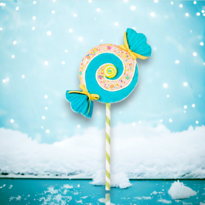 28&quot; Blue Swirl Candy Wrapper Pick Christmas Decor *SHIPS WITHIN 10 DAYS*