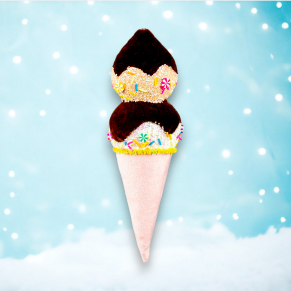 9&quot; Pink Double Chocolate Cone Ornament Christmas Decor *SHIPS WITHIN 15 DAYS*