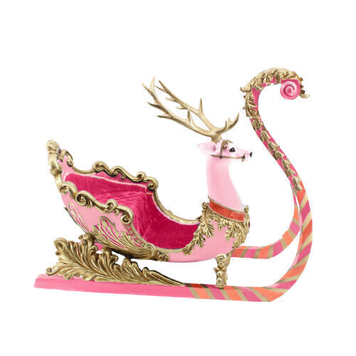 Pink Deer Sleigh Christmas Decor *SHIPS WITHIN 15 DAYS*