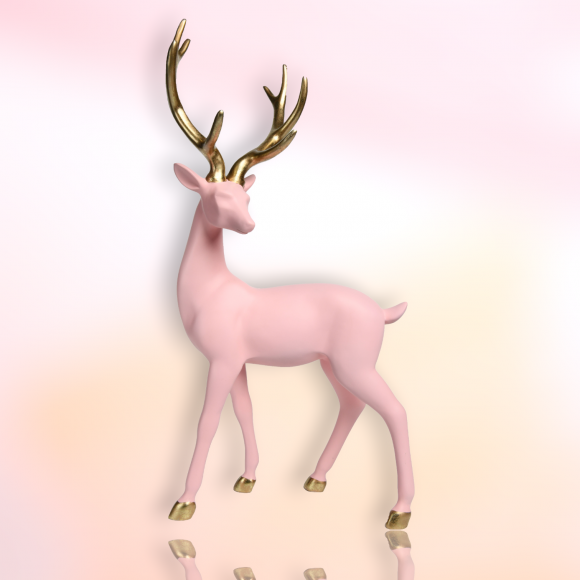 25&quot; Light Pink Deer With Gold Antlers Christmas Decor *SHIPS WITHIN 10 DAYS*