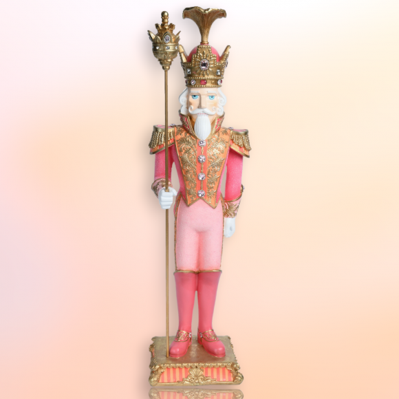Pink/Gold Nutcracker With Staff Christmas Decor *SHIPS WITHIN 15 DAYS*